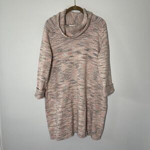 J Jill‎ PURE JILL Sweater Women’s Large Marled Cowl Neck Tunic Peach Heather